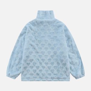 heart pattern plush coat chic winter warmth & comfort 5450