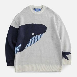 iconic 'loneliest whale' sweater   youthful & trendy knit 2058