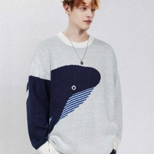 iconic 'loneliest whale' sweater   youthful & trendy knit 3338