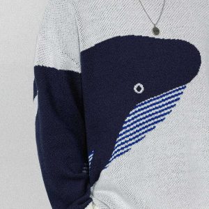iconic 'loneliest whale' sweater   youthful & trendy knit 3426