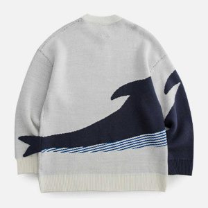 iconic 'loneliest whale' sweater   youthful & trendy knit 6787