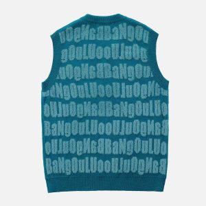 iconic 3d letter sweater vest   youthful & crafted design 7895