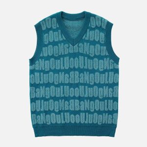 iconic 3d letter sweater vest   youthful & crafted design 8303