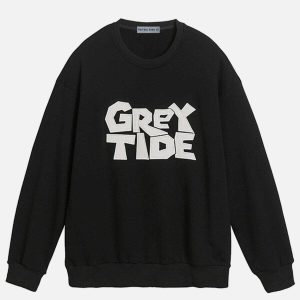 iconic applique letter sweatshirt   youthful urban style 2076