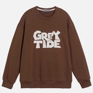 iconic applique letter sweatshirt   youthful urban style 6675