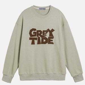 iconic applique letter sweatshirt   youthful urban style 8971