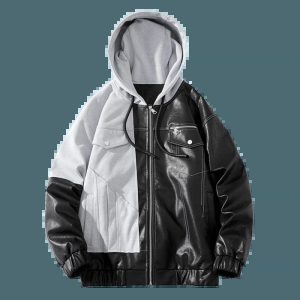 iconic black & white jacket   sleek urban streetwear 1368