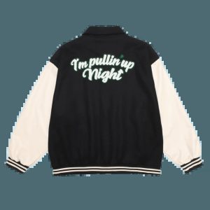 iconic black baseball jacket   sleek & youthful streetwear 3498