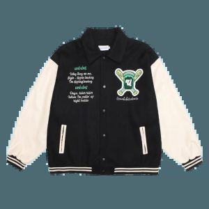 iconic black baseball jacket   sleek & youthful streetwear 4653