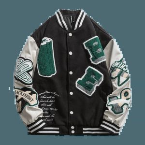 iconic black baseball jacket be edition   urban chic 6988