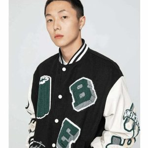 iconic black baseball jacket be edition   urban chic 8737
