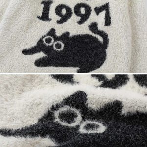 iconic cartoon cat sweater   jacquard knit urban chic 2001
