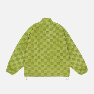 iconic checkerboard sherpa coat winter streetwear essential 8294