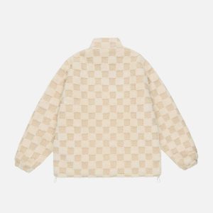 iconic checkerboard sherpa coat winter streetwear essential 8943