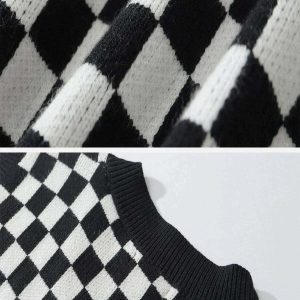 iconic checkerboard vest sweater youthful & dynamic style 4225
