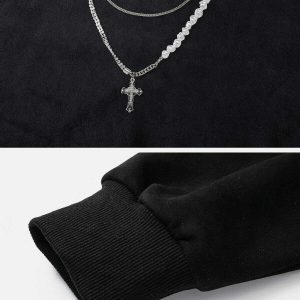 iconic cross necklace sweatshirt   youthful urban appeal 5956