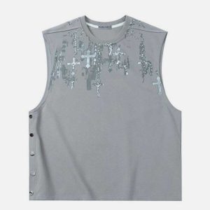 iconic cross print vest   youthful & urban streetwear 2354