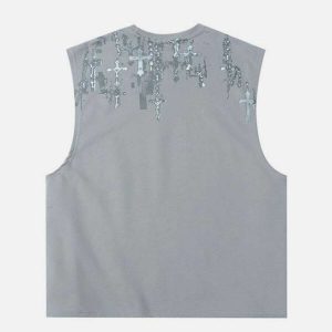 iconic cross print vest   youthful & urban streetwear 3541