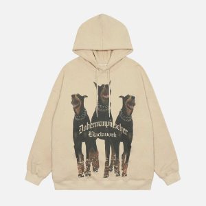 iconic doberman print hoodie   urban & youthful style 4172