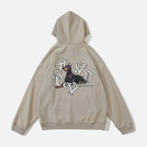 iconic doberman print hoodie   urban & youthful style 5069