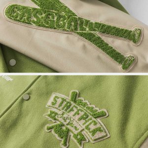 iconic flocking baseball varsity jacket embroidered style 1886