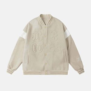 iconic letter embossed varsity jacket   youthful & crafted 6269