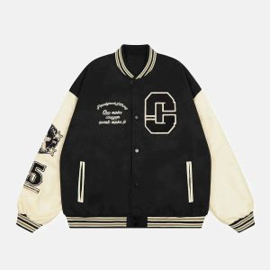 iconic letter embroidery varsity jacket   youthful & crafted 3193