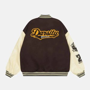 iconic letter embroidery varsity jacket   youthful & crafted 4111