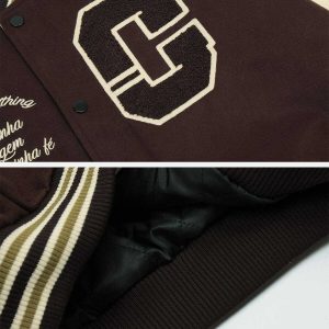 iconic letter embroidery varsity jacket   youthful & crafted 6232