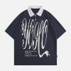 iconic letter graffiti polo tee   youthful & urban style 3151