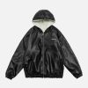 iconic letter print leather jacket urban & bold style 5008