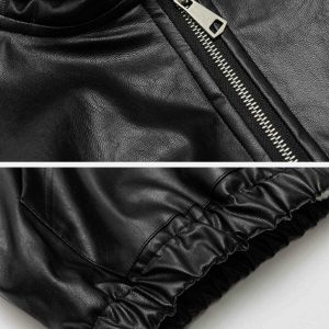 iconic letter print leather jacket urban & bold style 6393