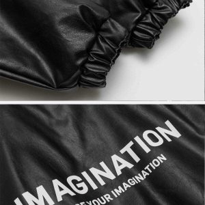 iconic letter print leather jacket urban & bold style 8965