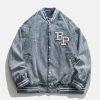 iconic letter spliced denim jacket youthful urban style 5029