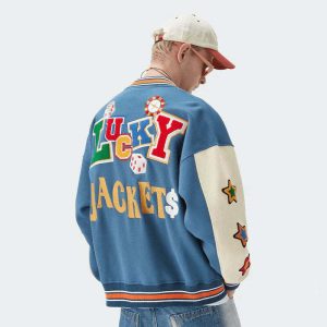 iconic lucky baseball jacket   youthful & urban style 2398