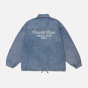 iconic lucky number jacket embroidered denim style 4602