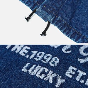 iconic lucky number jacket embroidered denim style 5253