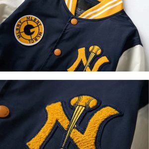 iconic mlbny baseball jacket   youthful & urban style 6431