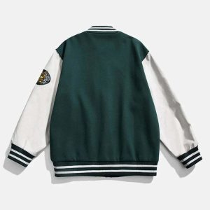 iconic patchwork 'luckyhorn' varsity jacket urban appeal 6875