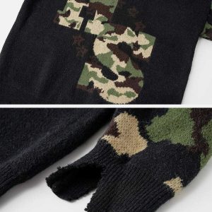 iconic patchwork camo sweater urban & youthful appeal 3700