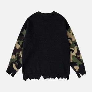 iconic patchwork camo sweater urban & youthful appeal 8899