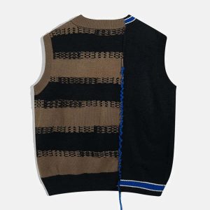 iconic patchwork contrast vest youthful & dynamic style 8474