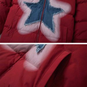 iconic patchwork denim coat star design & urban flair 8905