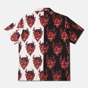 iconic patchwork devil shirt youthful short sleeve design 7951