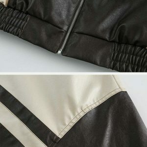 iconic patchwork faux leather jacket   urban biker chic 2951