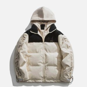 iconic patchwork hooded coat winter streetwear essential 3991