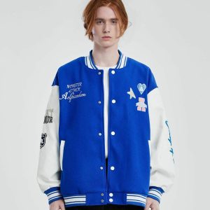 iconic patchwork varsity jacket   embroidered urban chic 2598