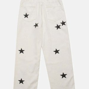 iconic pentagram graphic jeans youthful streetwear appeal 2339
