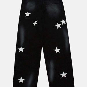iconic pentagram graphic jeans youthful streetwear appeal 2468