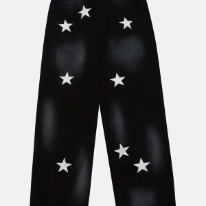 iconic pentagram graphic jeans youthful streetwear appeal 7497